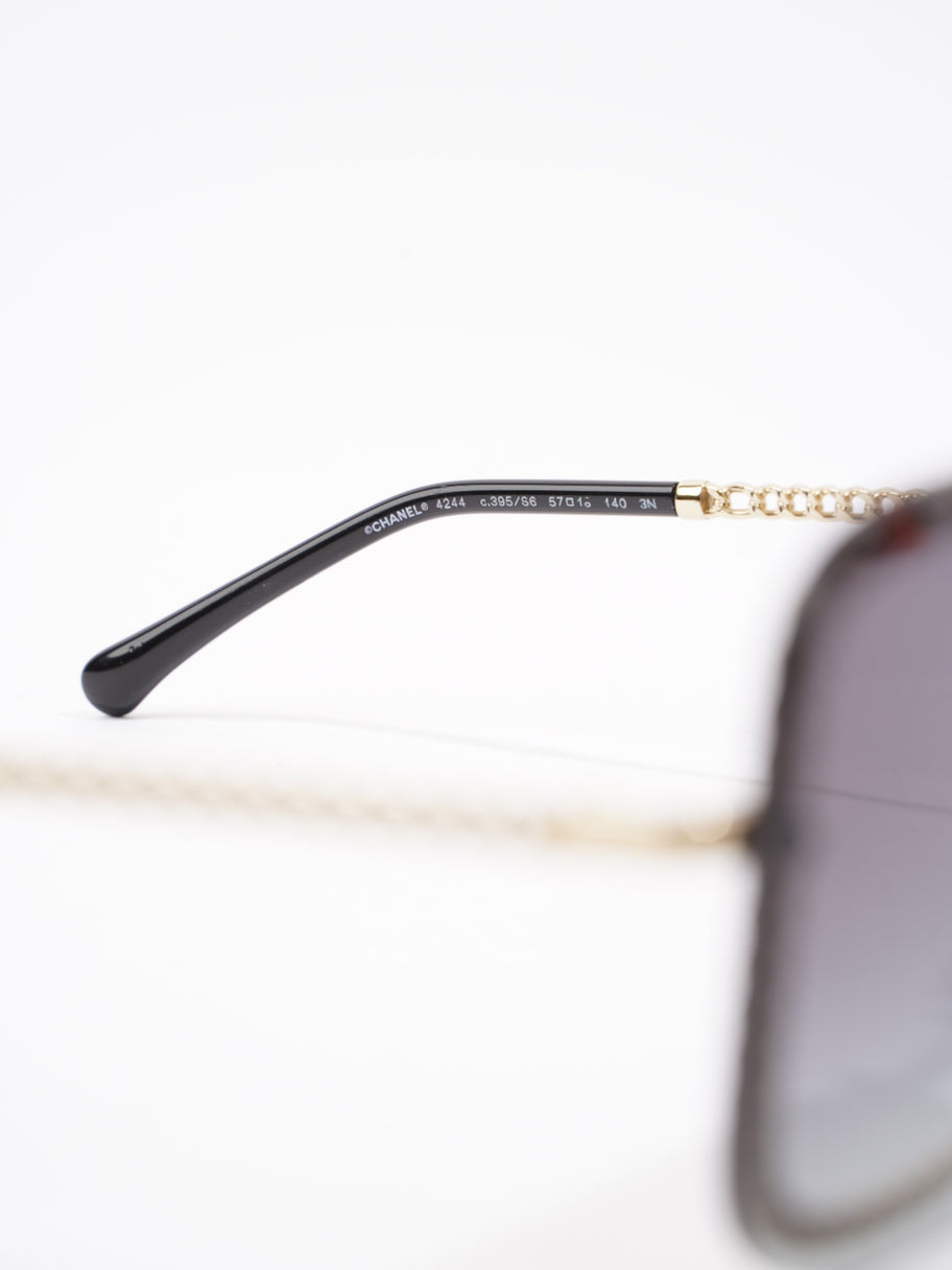 Chain Detailed Sunglasses with Double Chain Black / Gold Acetate 140mm Image 5