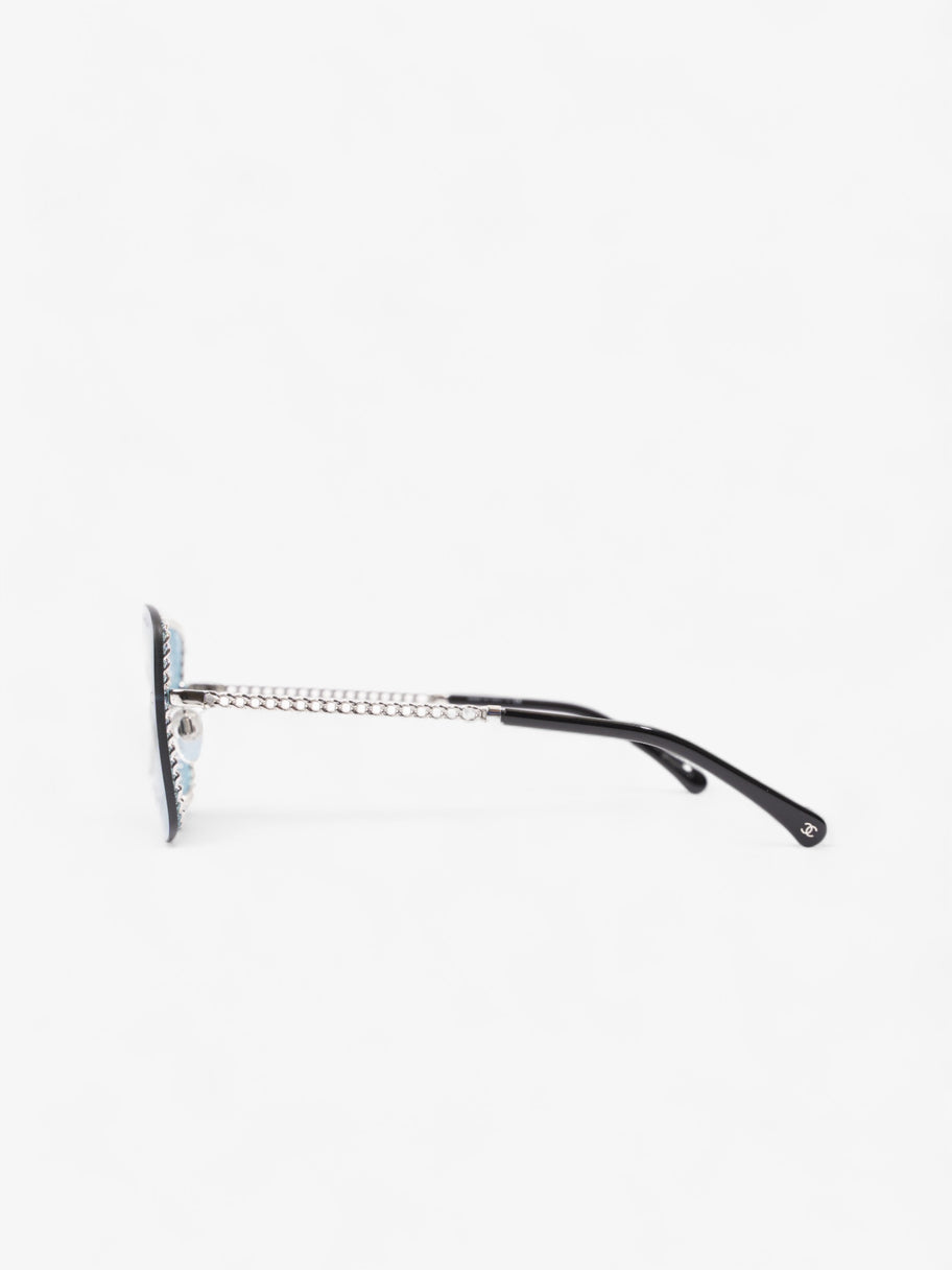 Chain Detailed Sunglasses with Double Chain Blue / Silver Acetate 140mm Image 2