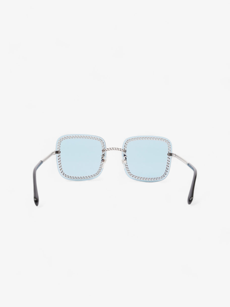 Chain Detailed Sunglasses with Double Chain Blue / Silver Acetate 140mm Image 3