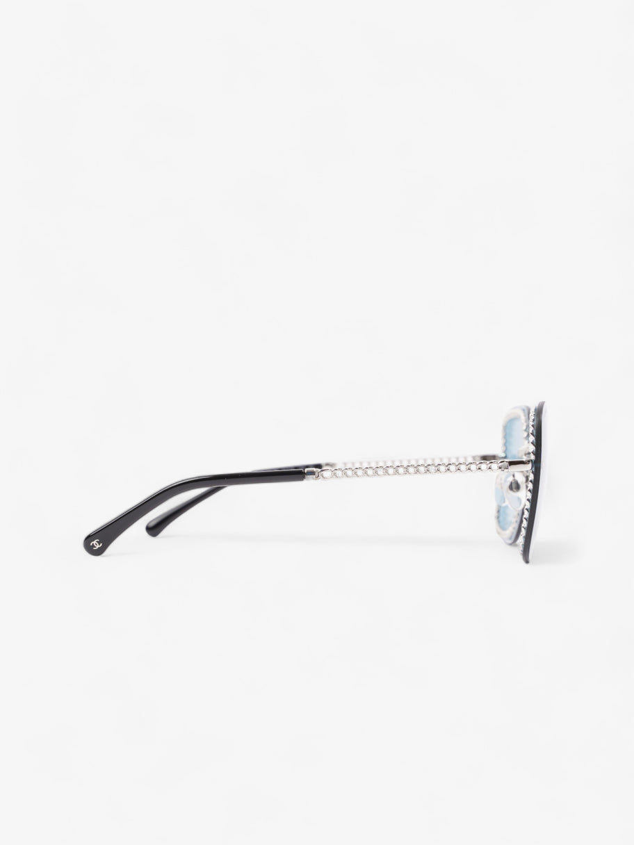 Chain Detailed Sunglasses with Double Chain Blue / Silver Acetate 140mm Image 4