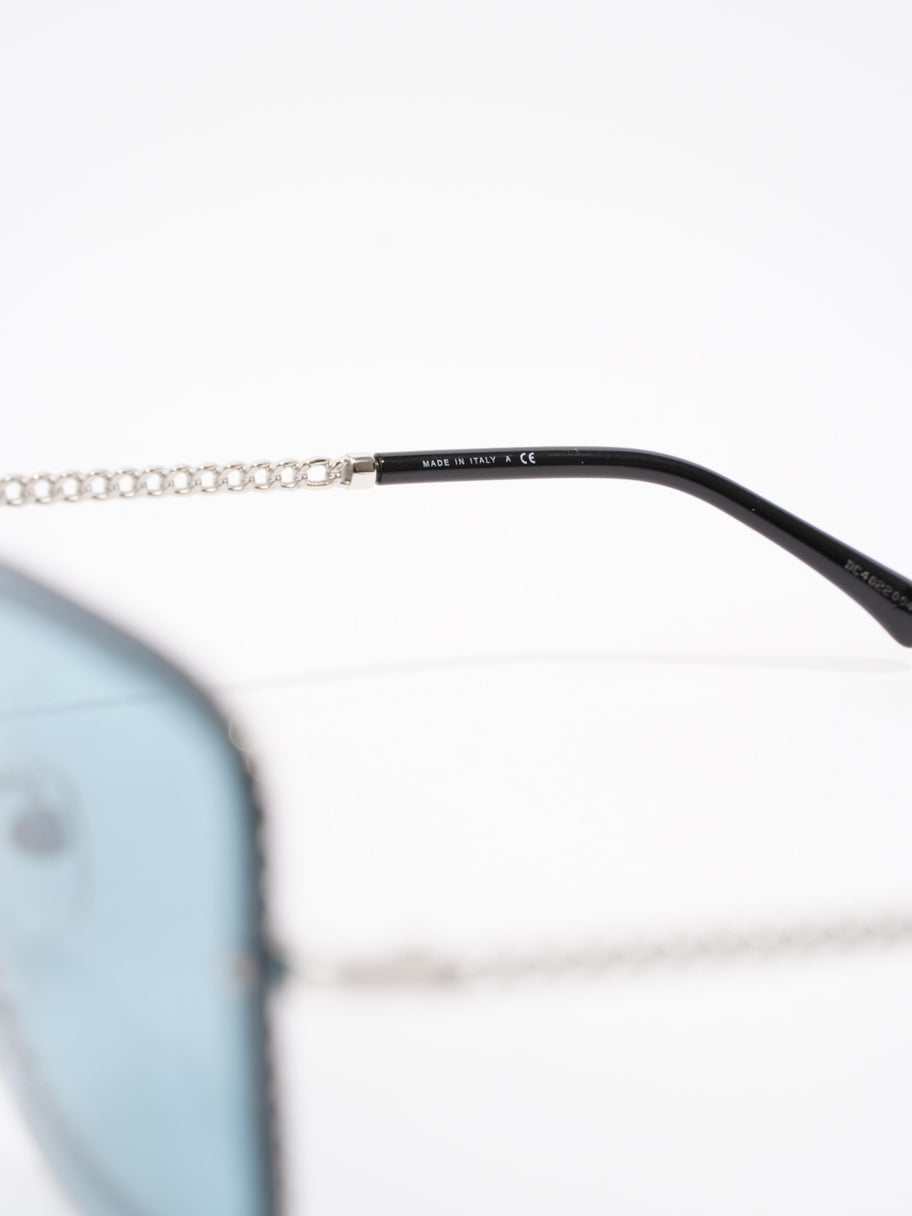 Chain Detailed Sunglasses with Double Chain Blue / Silver Acetate 140mm Image 6