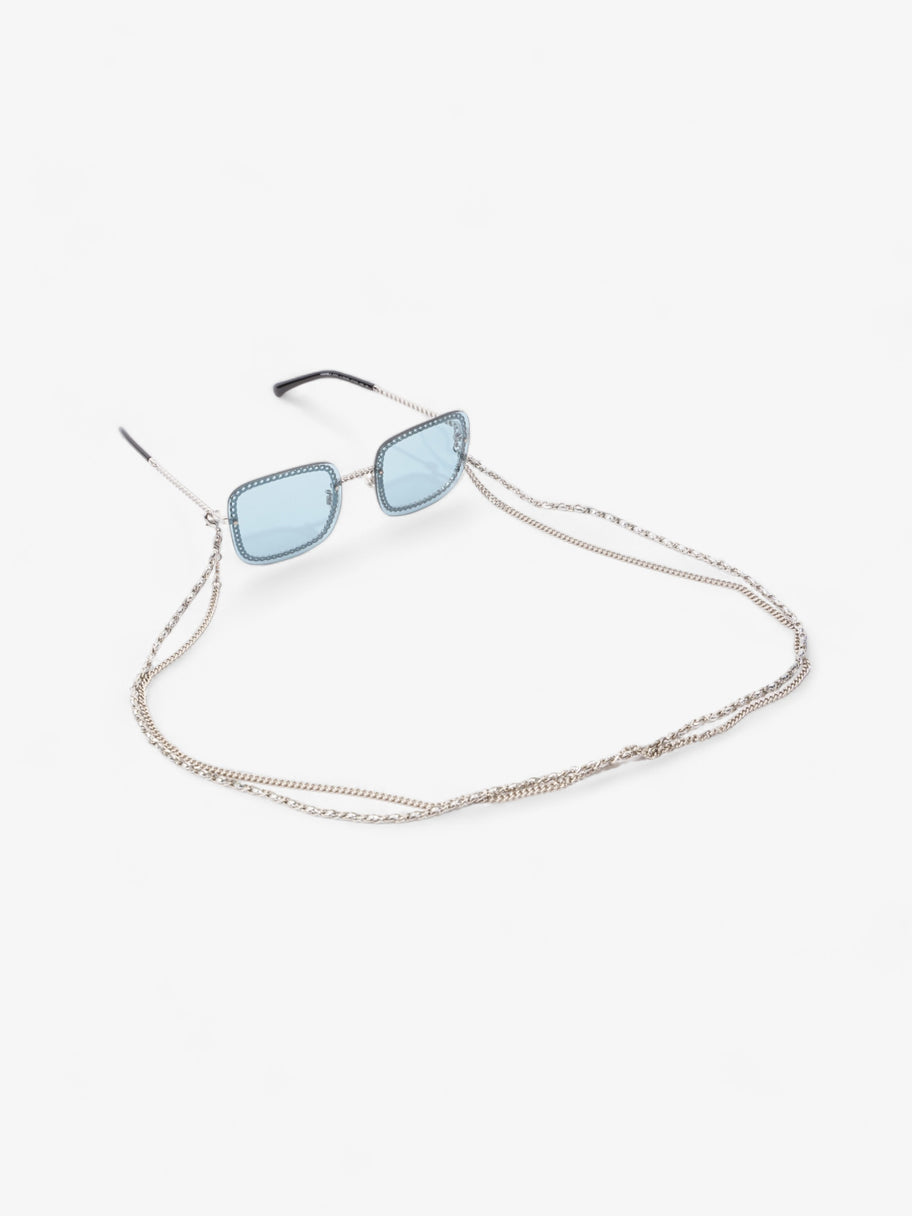 Chain Detailed Sunglasses with Double Chain Blue / Silver Acetate 140mm Image 7