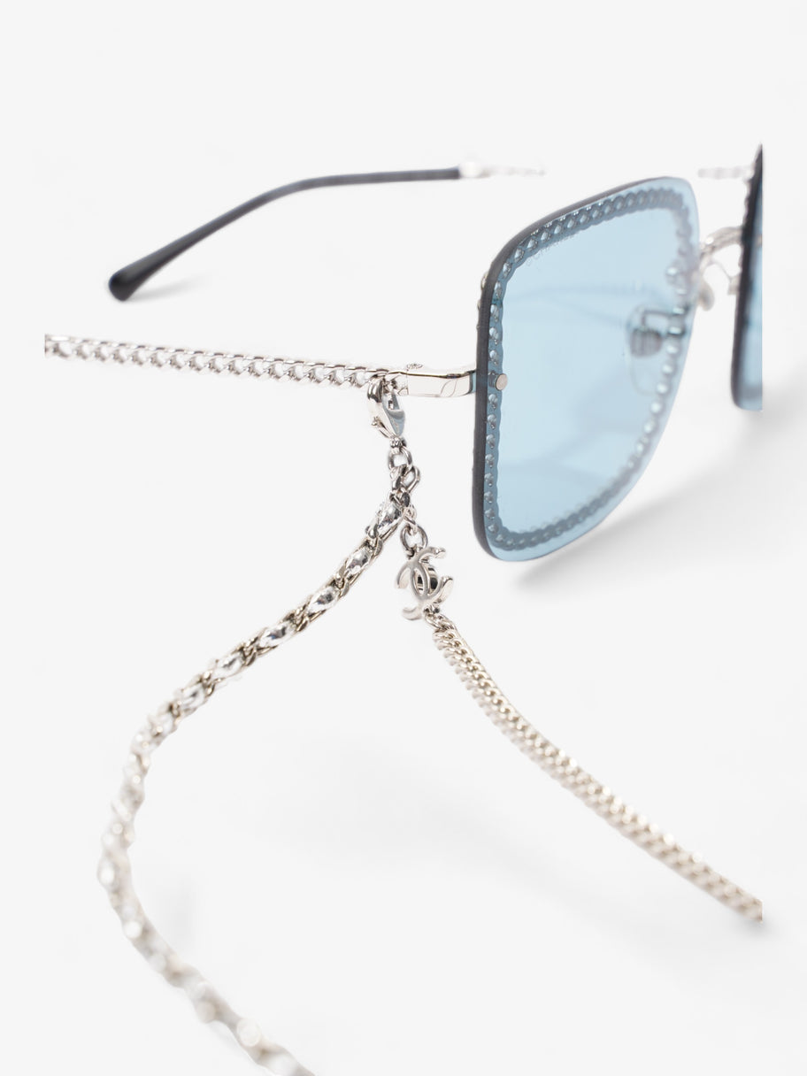 Chain Detailed Sunglasses with Double Chain Blue / Silver Acetate 140mm Image 8