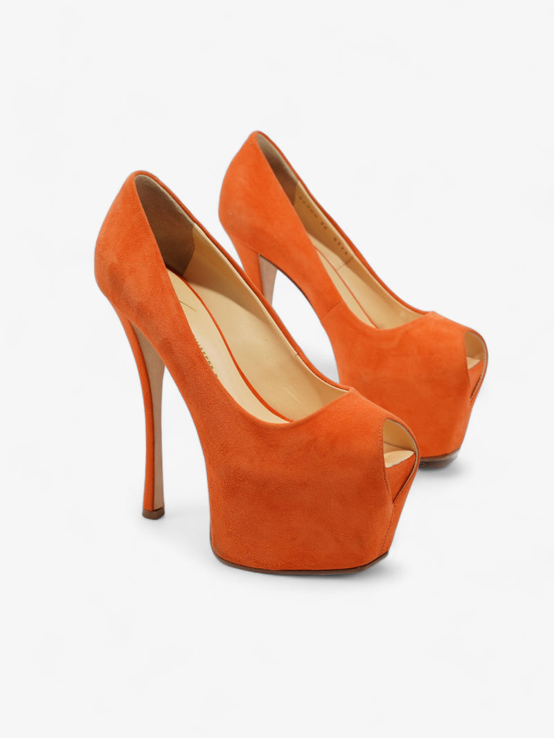  Giuseppe Zanotti Peep Toe Heel 140 Orange Suede EU 36 UK 3