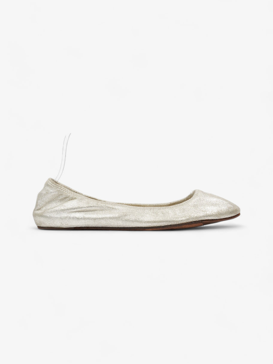 Lanvin Ballet Flat Silver Leather EU 37 UK 4 Image 1