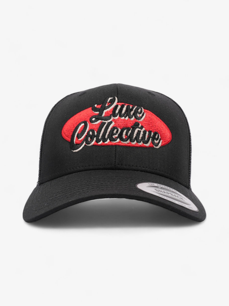 Knockoff Luxury Logo Trucker Cap Black / Red Polyester Image 1