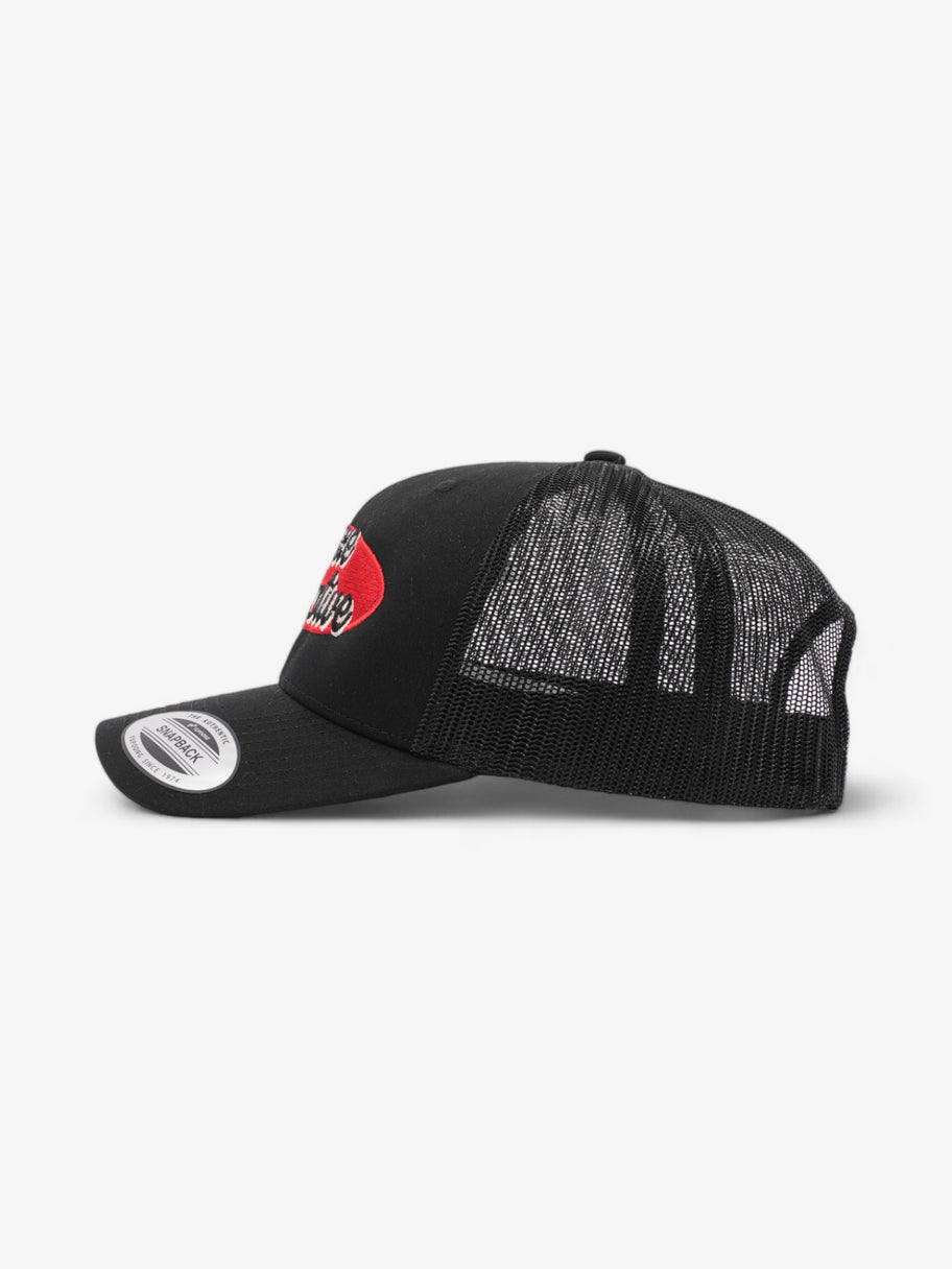 Knockoff Luxury Logo Trucker Cap Black / Red Polyester Image 5