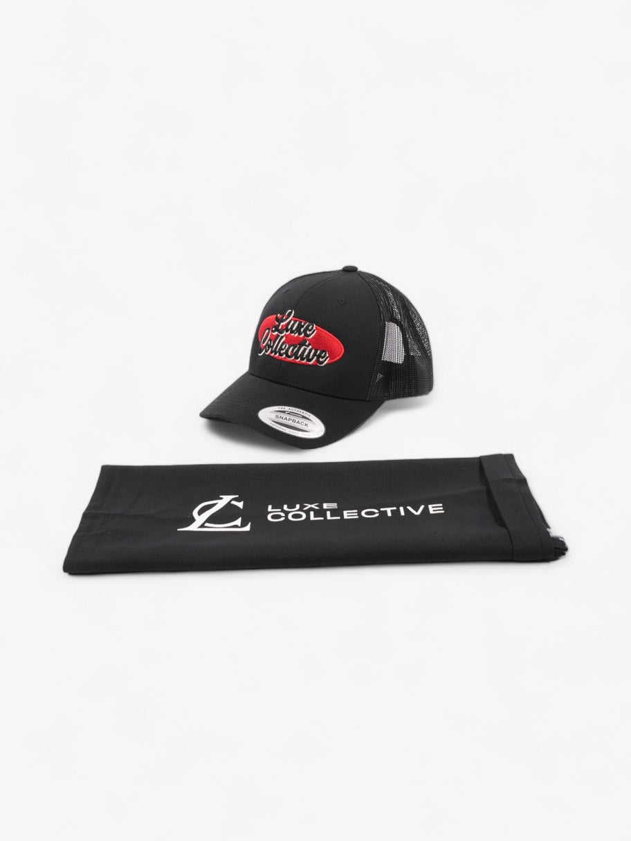 Knockoff Luxury Logo Trucker Cap Black / Red Polyester Image 8