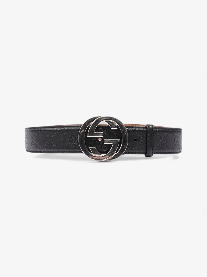  Gucci Interlocking G Belt Black / Silver Leather 90cm / 36