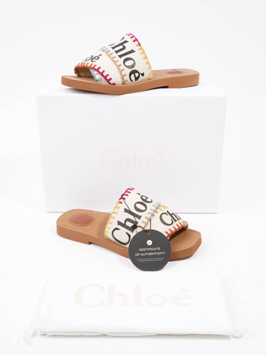 Chloe Woody Sandals White / Black Fabric EU 34 UK 1 Image 9