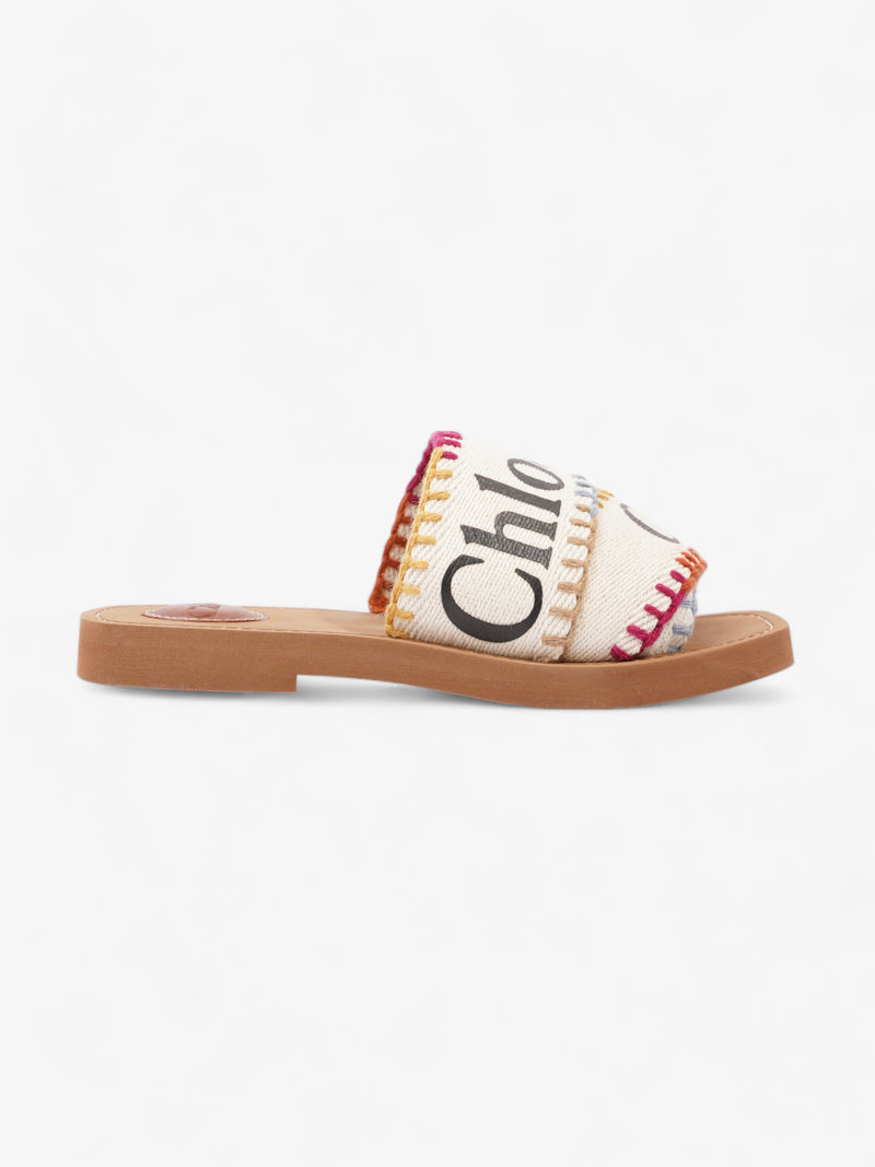  Chloe Woody Sandals White / Black Fabric EU 34 UK 1