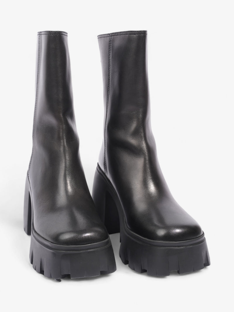  Miu Miu Platform Leather Boots  100 Black Leather EU 38 UK 5