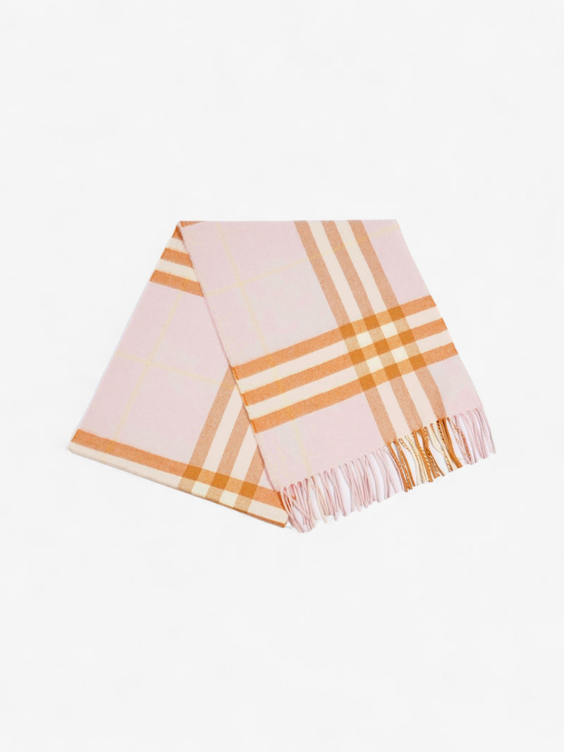  Burberry Giant Check Scarf Pink / Brown Cashmere