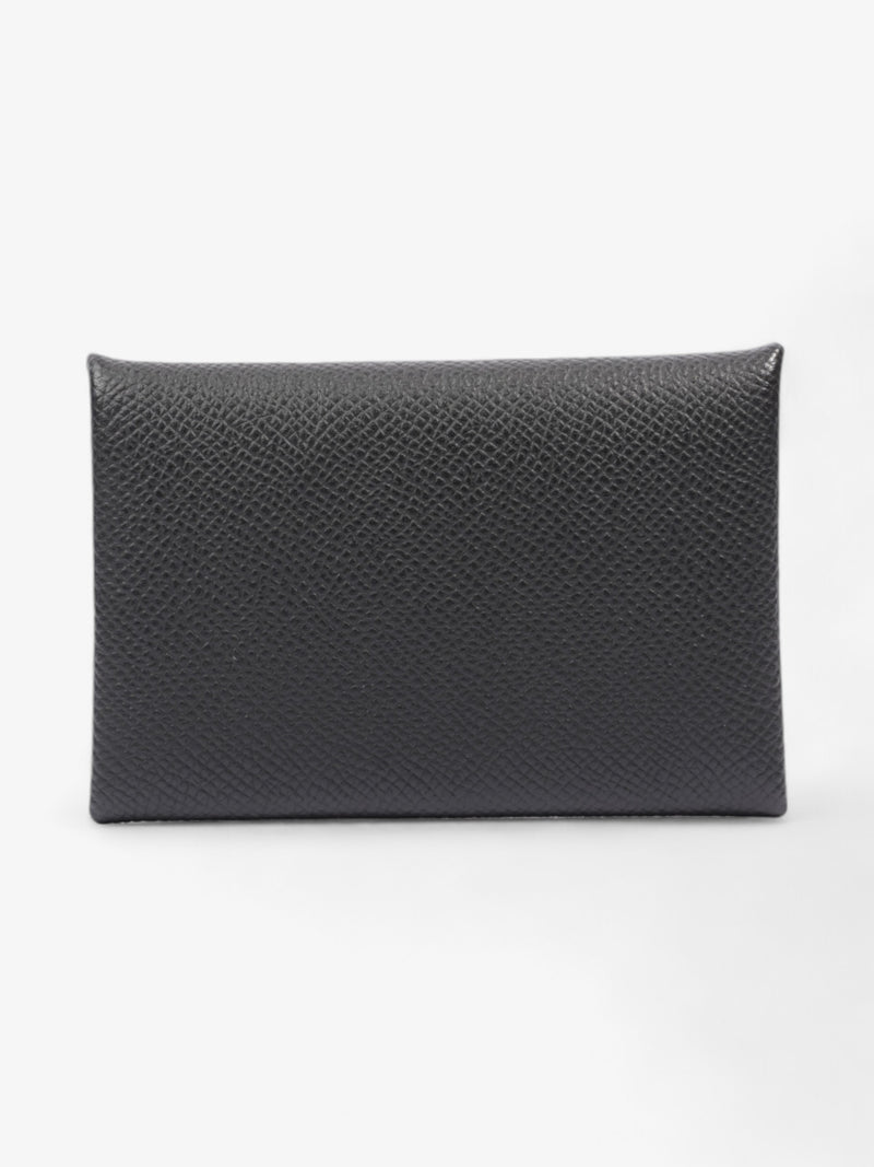  Hermes Calvi Card Holder Black Goatskin Leather