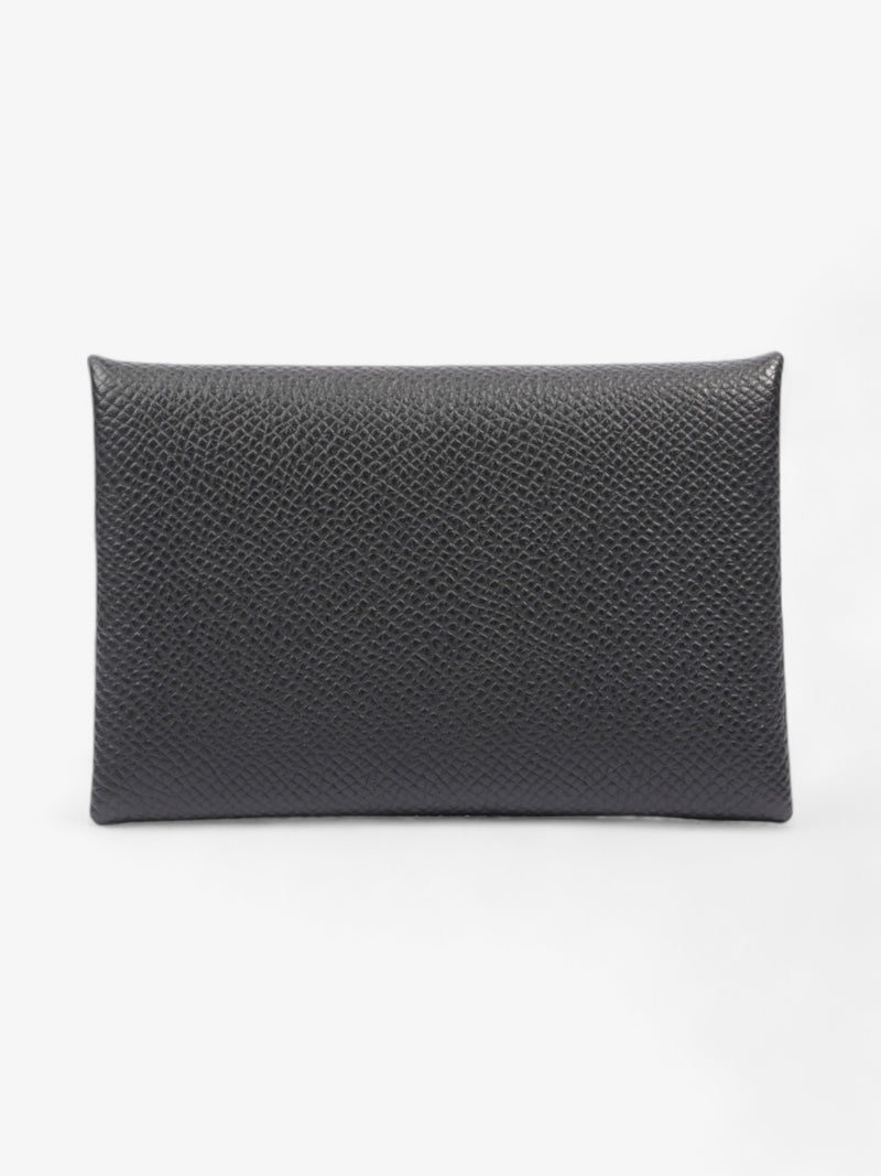  Hermes Calvi Card Holder Black Goatskin Leather