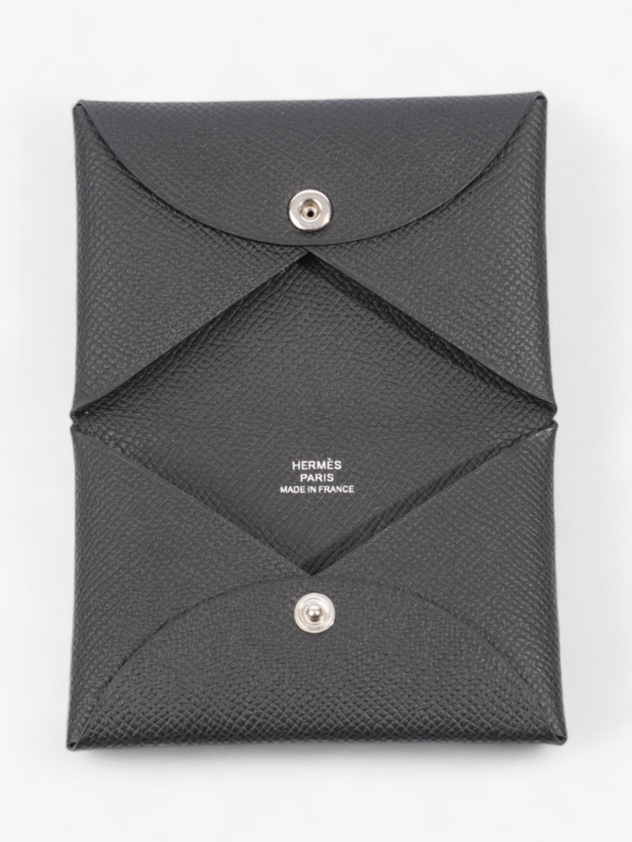 Hermes Calvi Card Holder Black Goatskin Leather Image 5