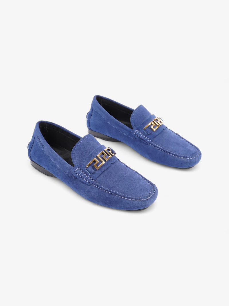  Versace Driver Loafers Navy Blue Suede EU 41 UK 8