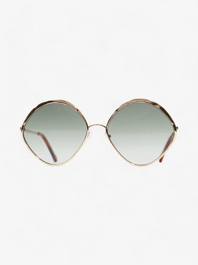  Chloe Dani Round Frame Sunglasses Gold / Green Acetate 140mm