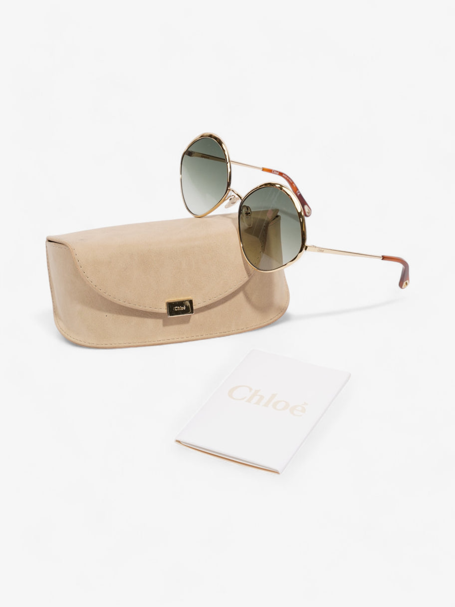 Chloe Dani Round Frame Sunglasses Gold / Green Acetate 140mm Image 6