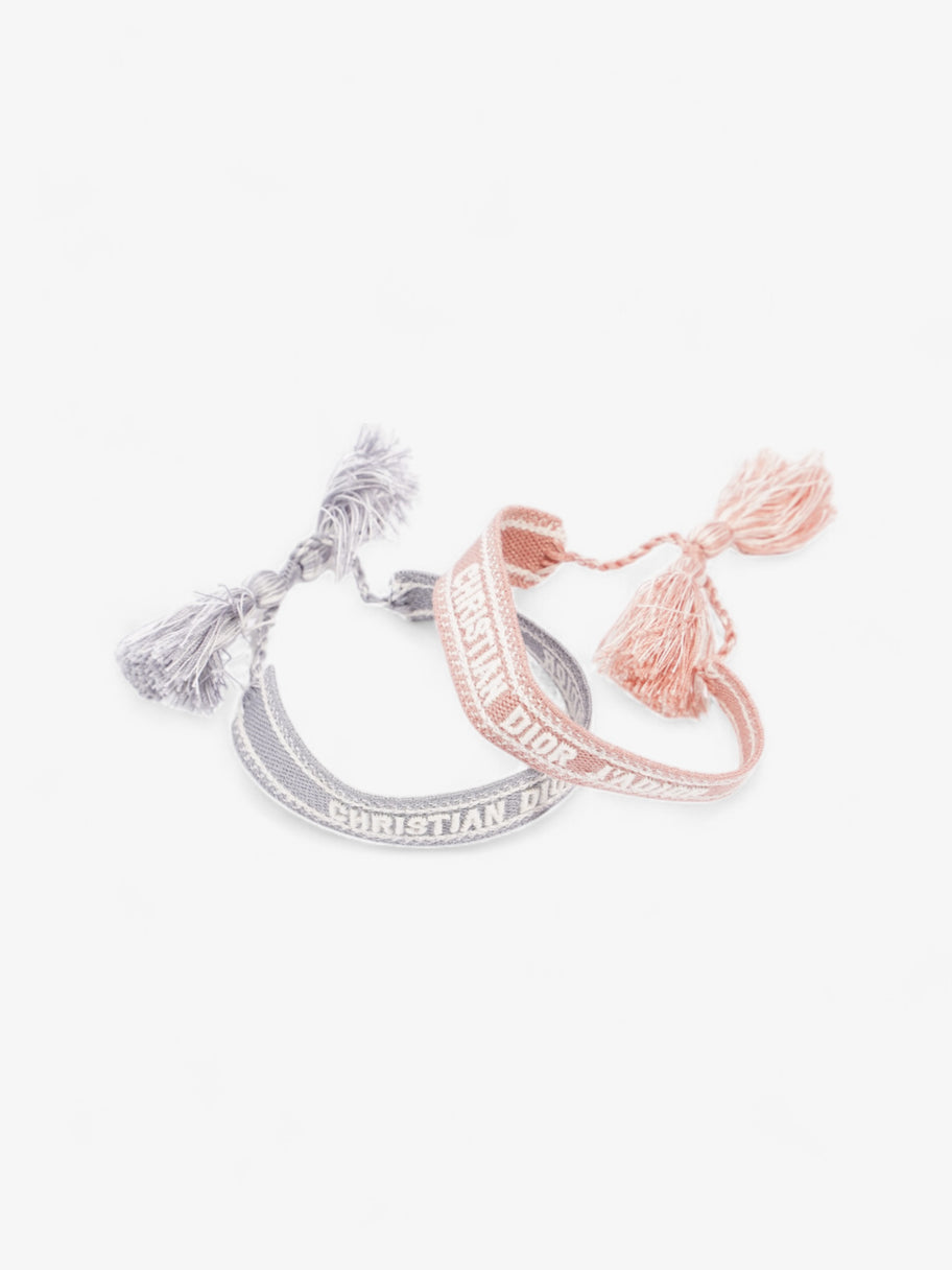 Christian Dior J'Adior Friendship Bracelet Set Pink / Grey / White Cotton Image 2