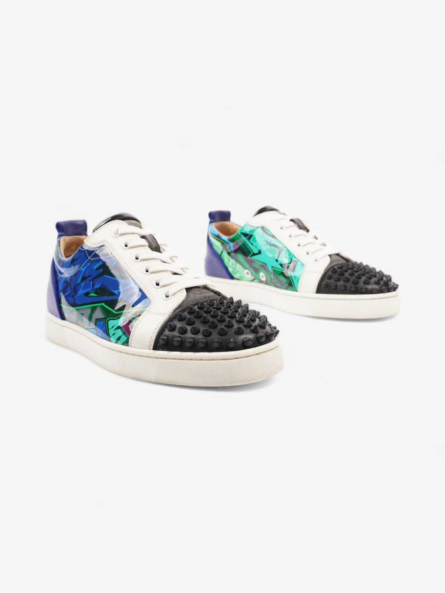 Christian Louboutin Louis Junior Spike Blue / White / Black Patent Leather EU 40 UK 7 Image 2