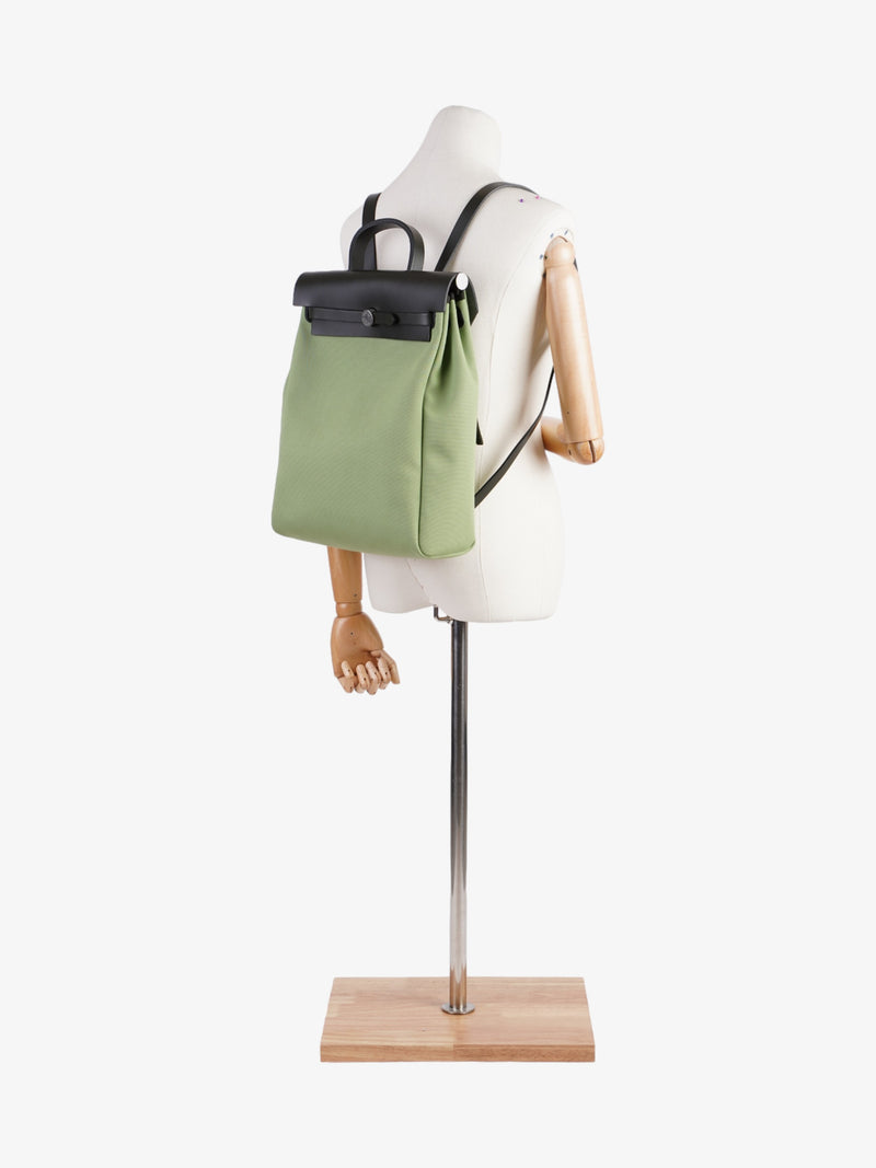  Hermes Herbag Backpack Green Canvas