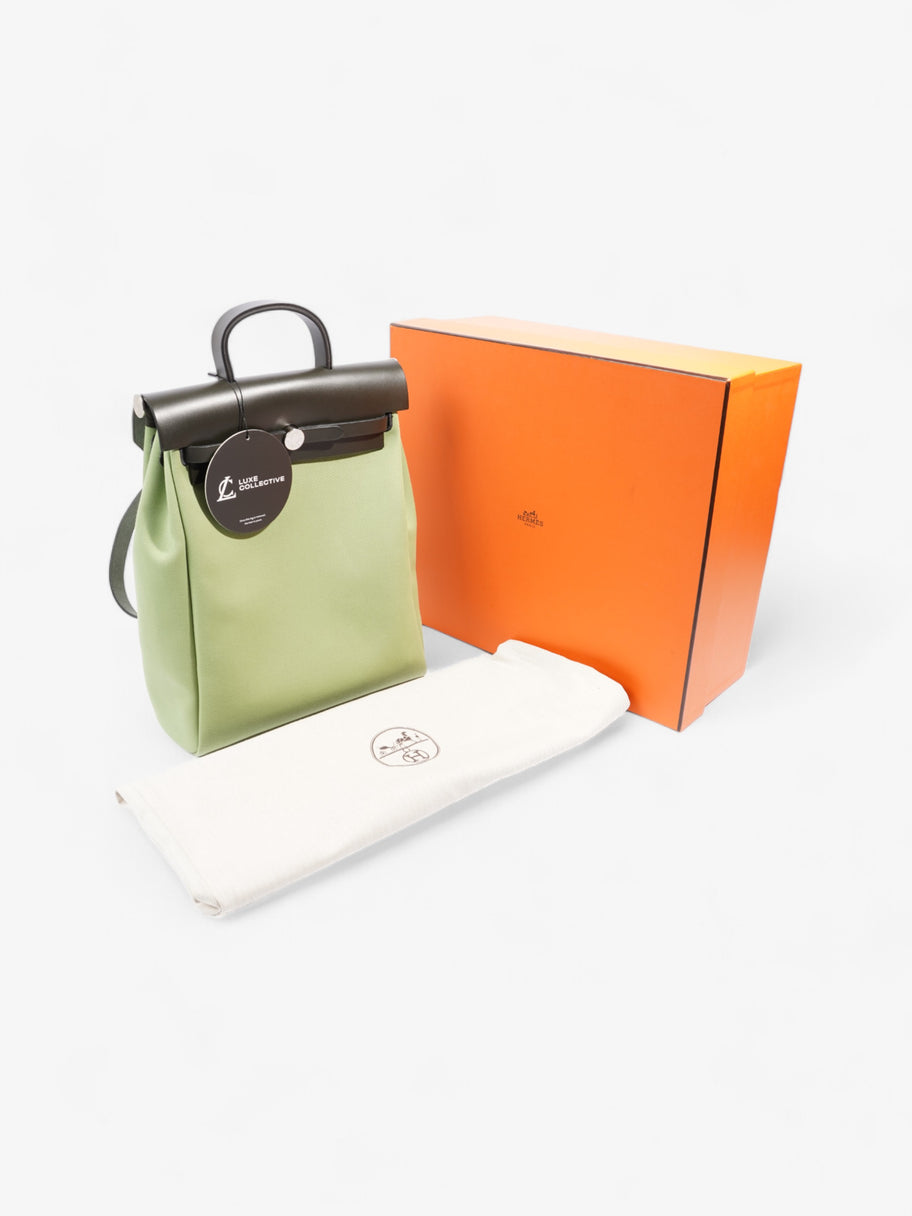 Hermes Herbag Backpack Green Canvas Image 12