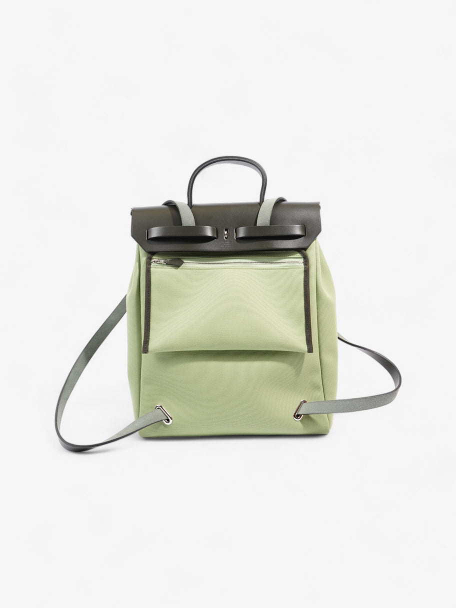 Hermes Herbag Backpack Green Canvas Image 4