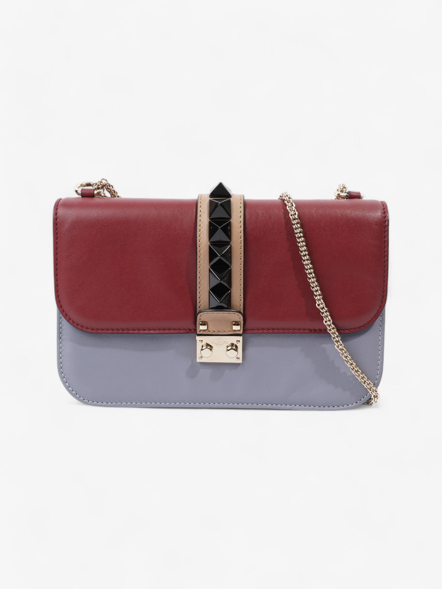 Valentino Glam Lock Burgundy / Light Blue / Black Leather Medium Image 1