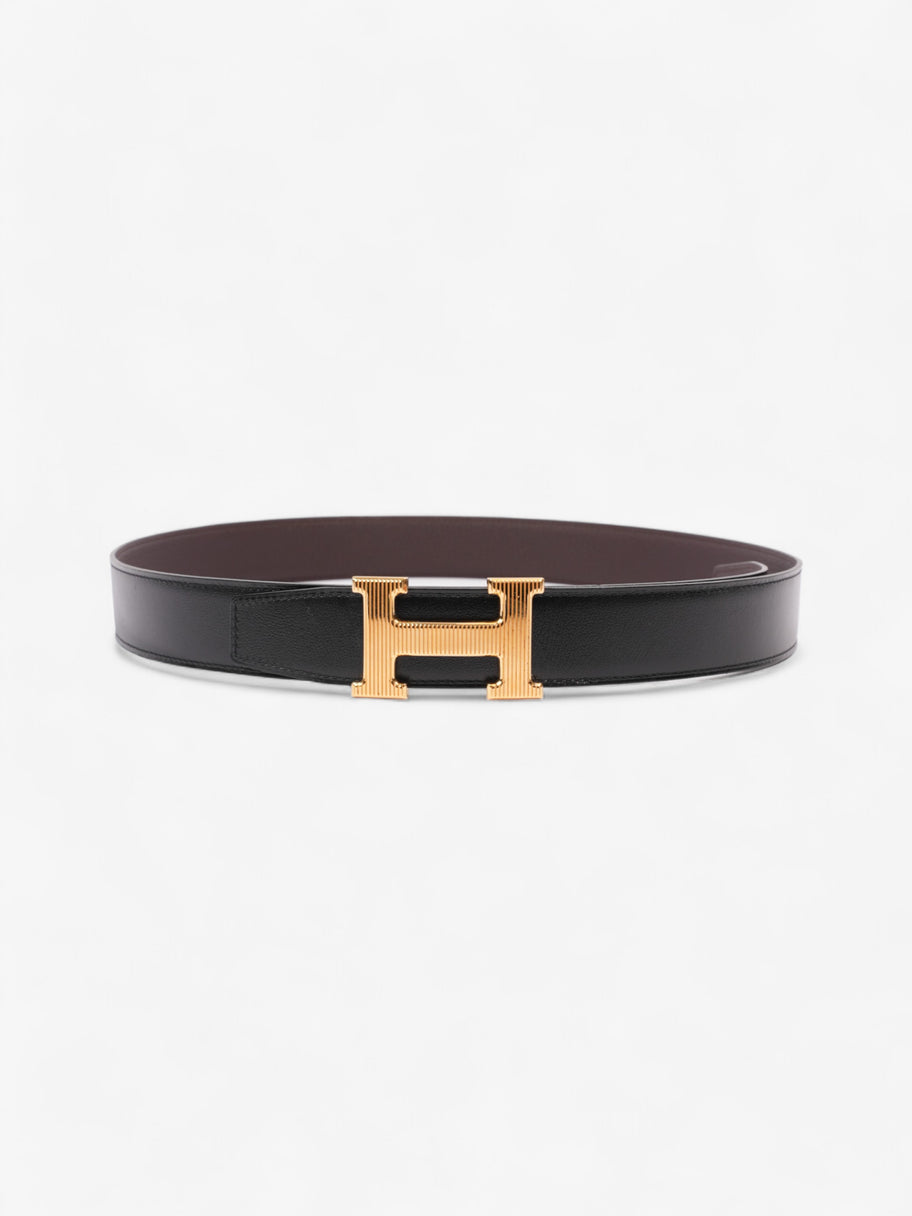 Hermes H Striee Belt Buckle & Reversible Strap Black / Brown / Gold Leather 100cm Image 1