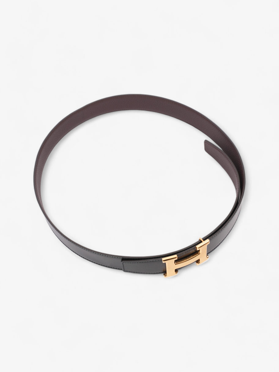 Hermes H Striee Belt Buckle & Reversible Strap Black / Brown / Gold Leather 100cm Image 3