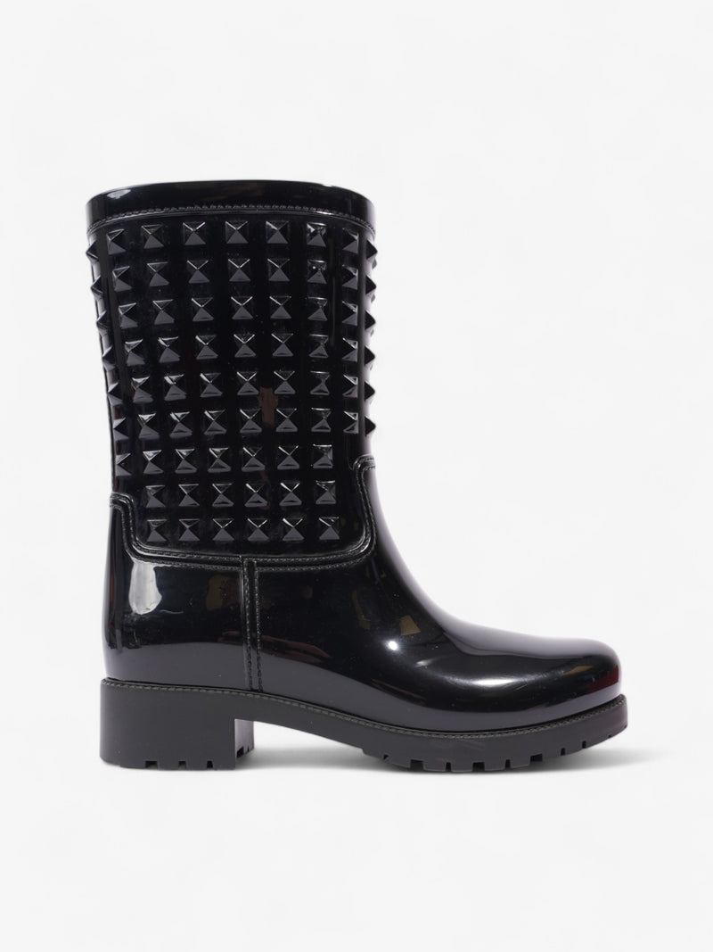  Valentino Rain Boots Black Rubber EU 37 UK 4