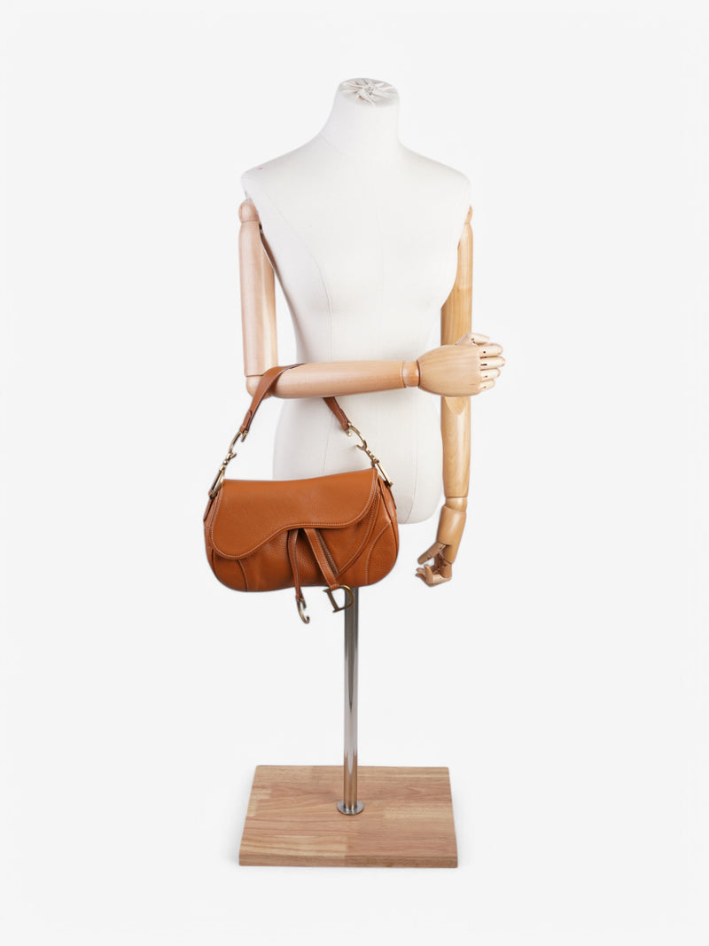  Christian Dior Double Saddle Bag Tan Leather