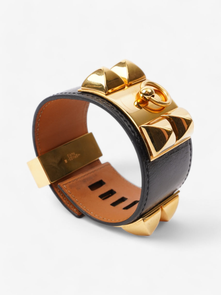 Hermes Collier De Chien Bracelet Black / Gold Calfskin Leather T2 (Small) Image 2