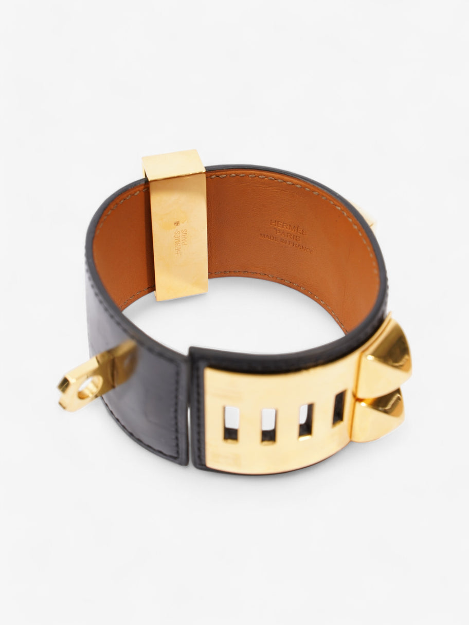 Hermes Collier De Chien Bracelet Black / Gold Calfskin Leather T2 (Small) Image 3