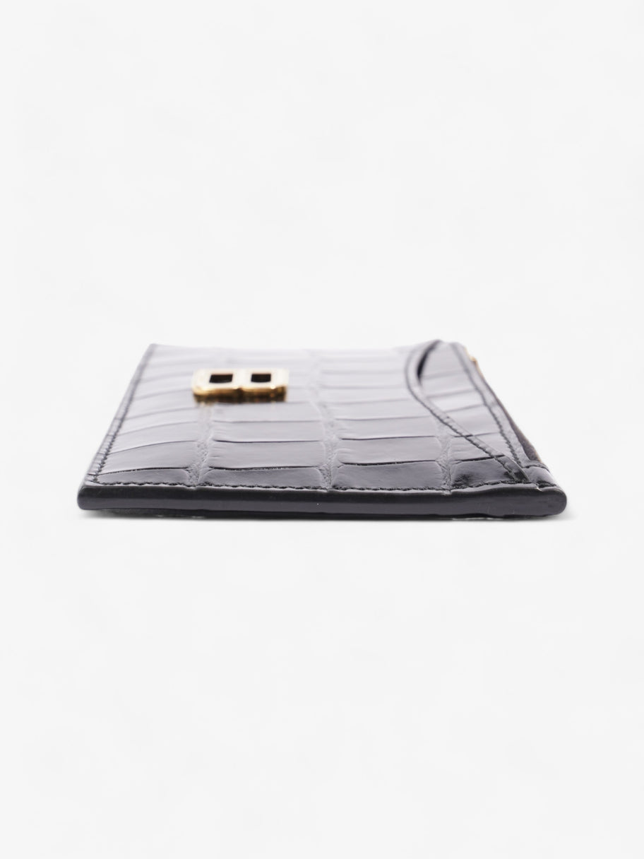 Hourglass Zipped Croc-Effect Cardholder Black Leather Image 2