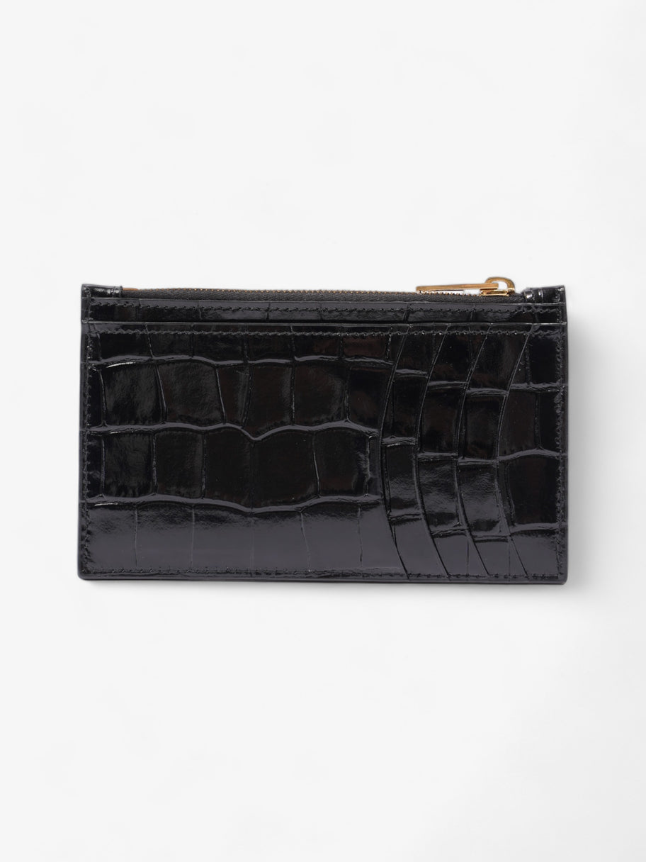 Hourglass Zipped Croc-Effect Cardholder Black Leather Image 3