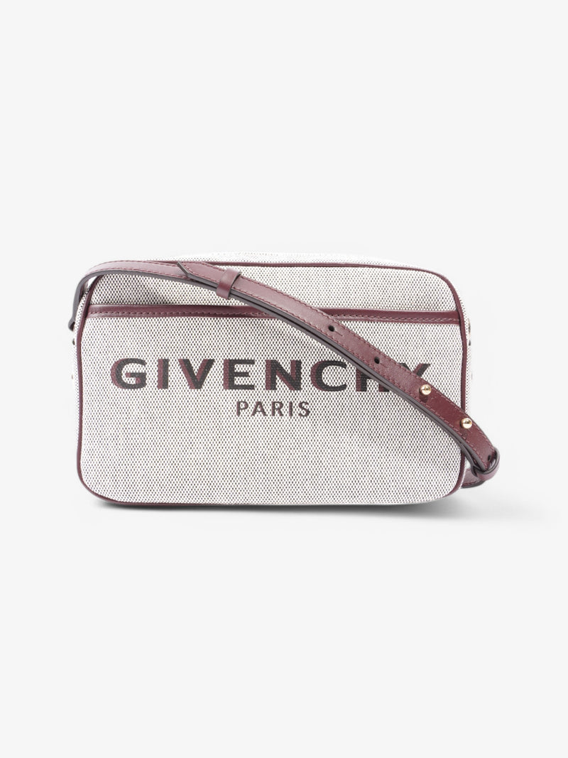  Givenchy Logo Bond Camera Bag White / Aubergine Canvas