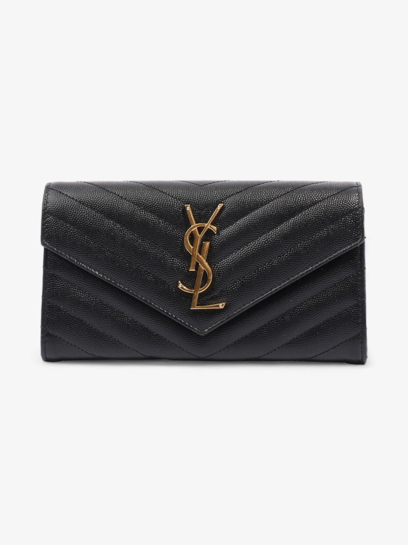  Saint Laurent Envelope Wallet Black Grained Leather