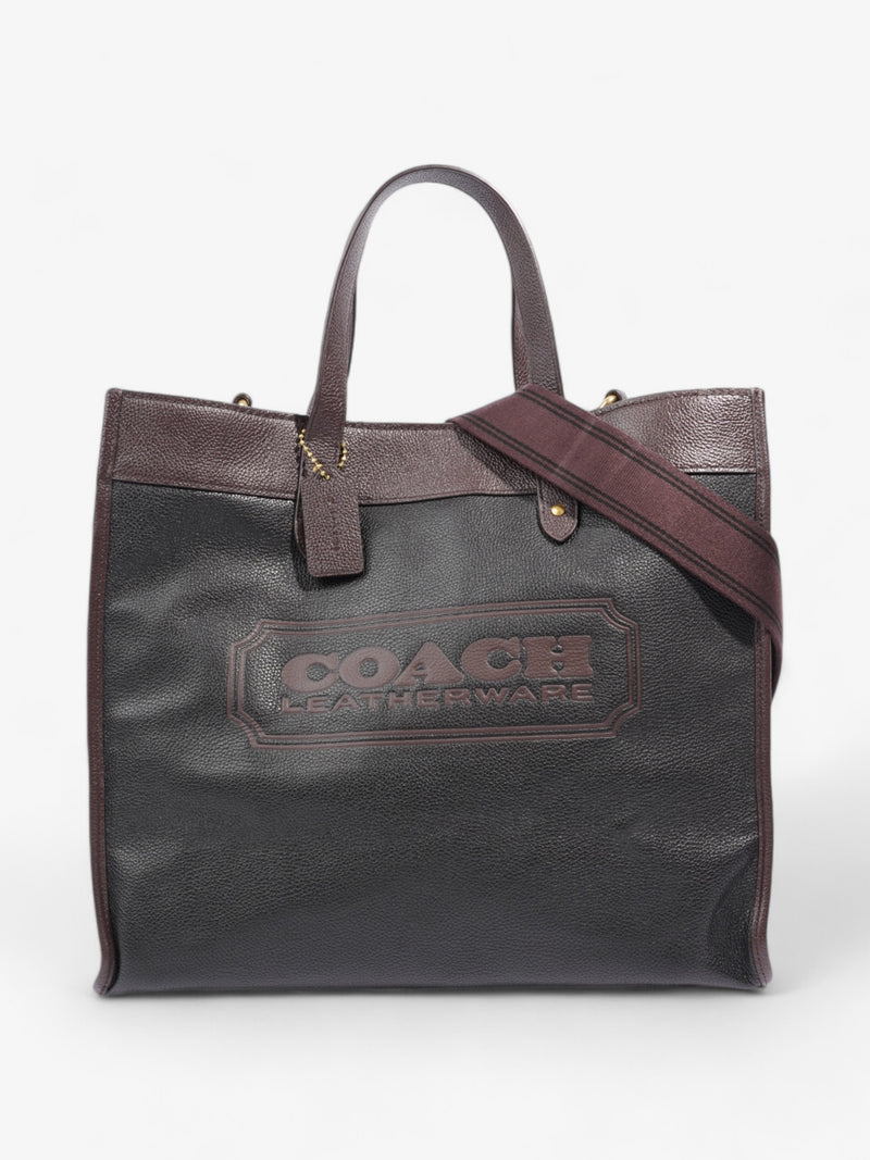  Coach Field Tote Black / Oxblood Leather 40