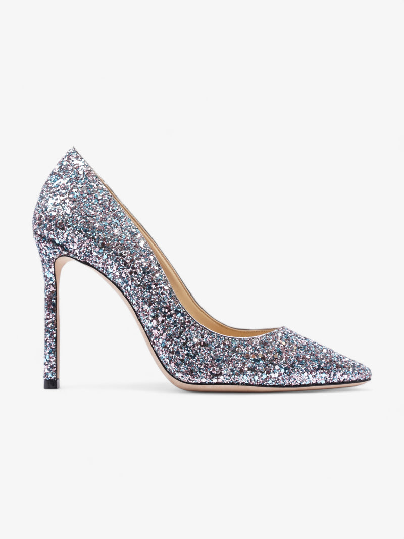  Jimmy Choo Romy Heels 100mm Bubblegum Mix Glitter EU 38 UK 5