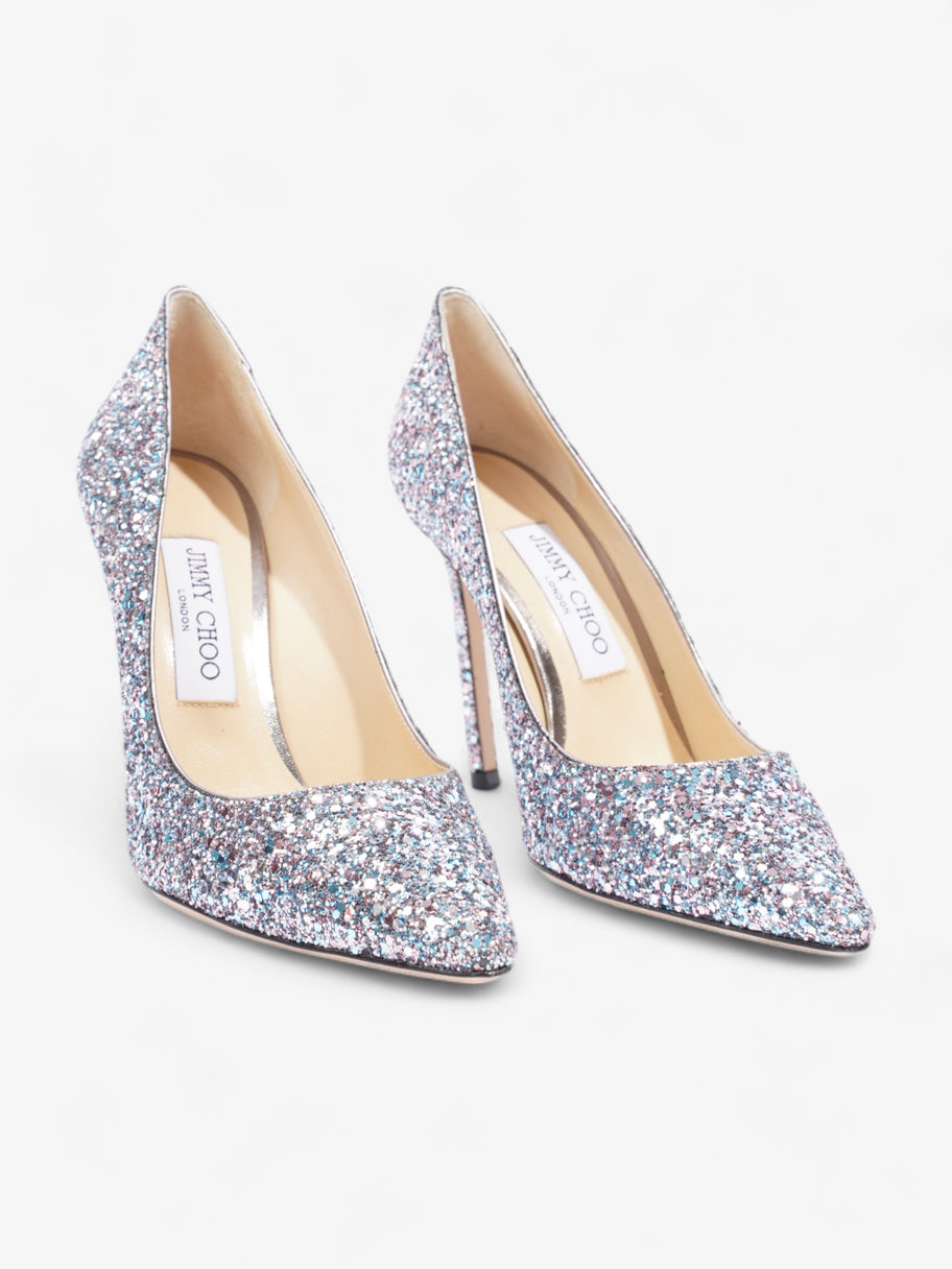 Jimmy Choo Romy Heels 100mm Bubblegum Mix Glitter EU 38 UK 5 Image 2