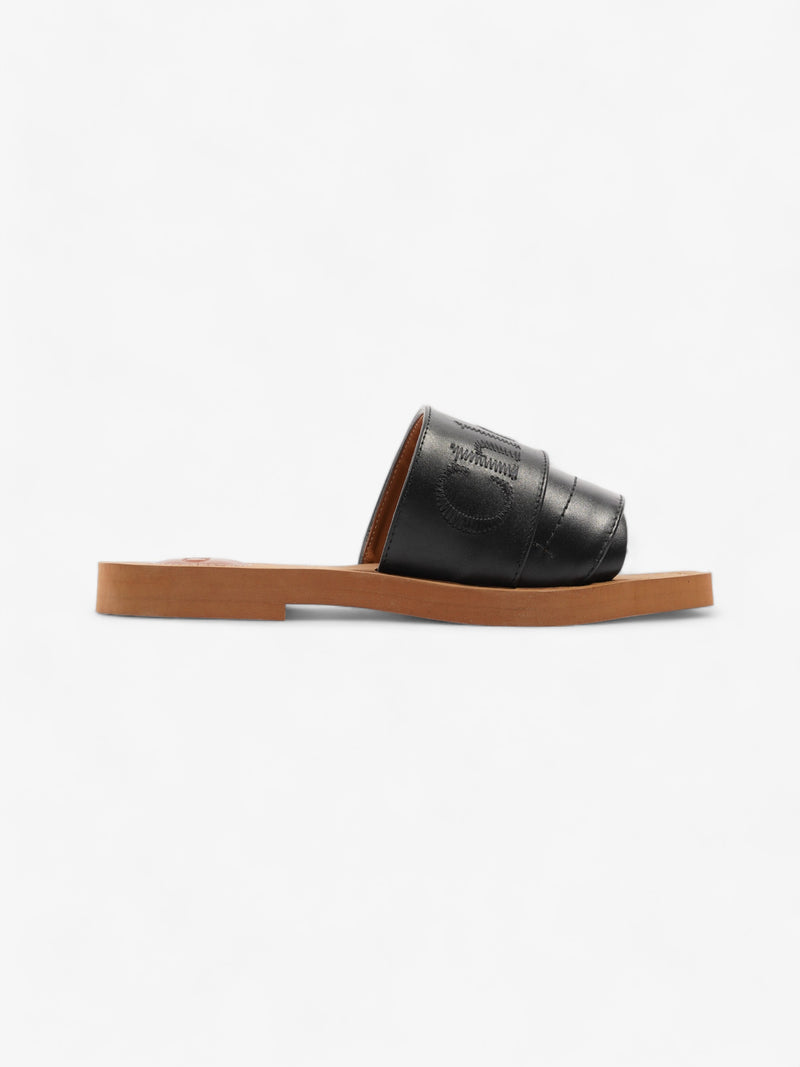  Chloe Woody Sandals Black Leather EU 35 UK 2