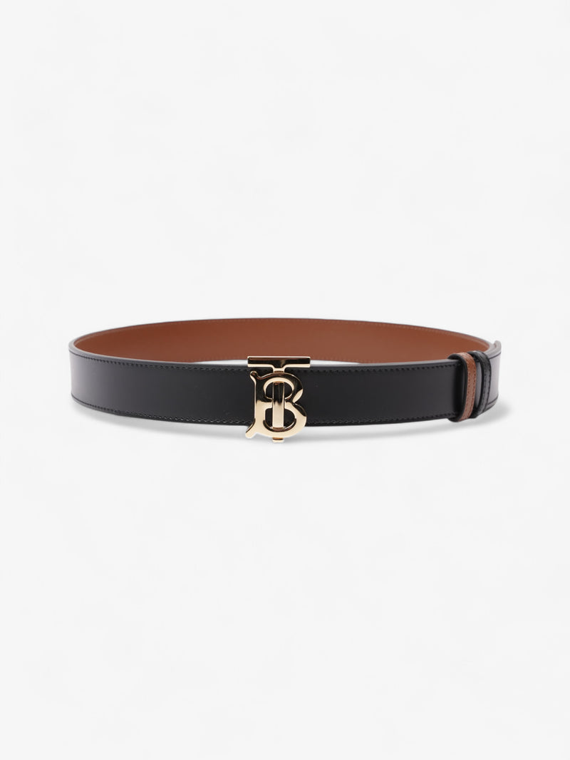  Burberry TB Reversible Belt Black / Tan / Gold Leather Small - 106cm