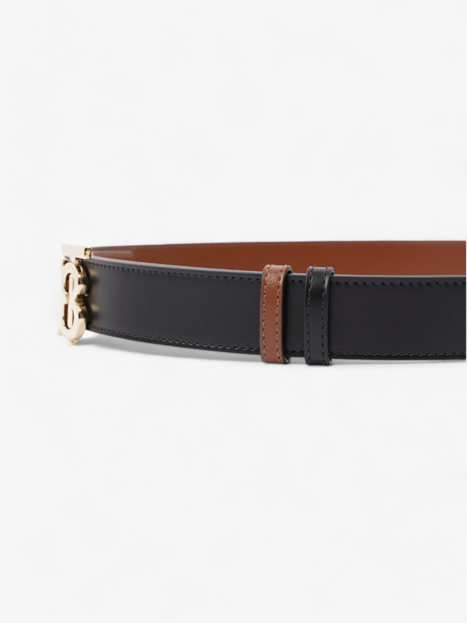 Burberry TB Reversible Belt Black / Tan / Gold Leather Small - 106cm Image 3