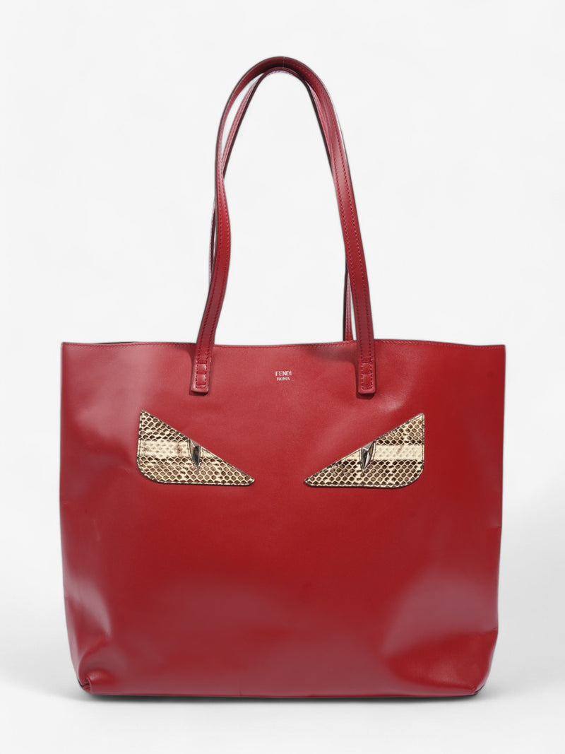  Fendi Monster Eye Tote Red / Snake Leather