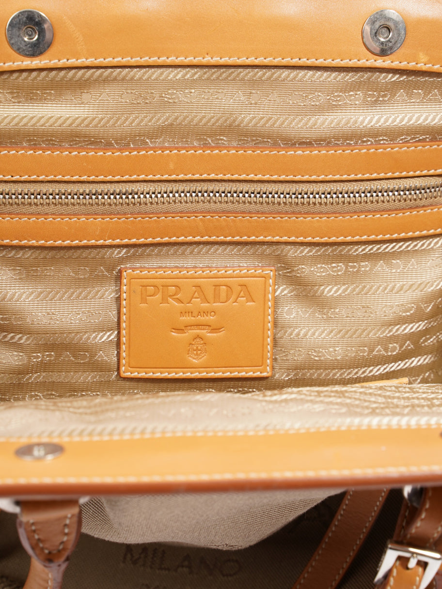 Prada Logo Tote Beige Canvas Image 9