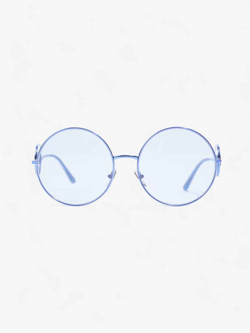  Dolce and Gabbana DG Round Sunglasses Metallic Blue Acetate 140mm