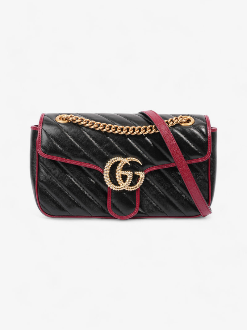  Gucci GG Marmont Flap Black / Red Leather Small