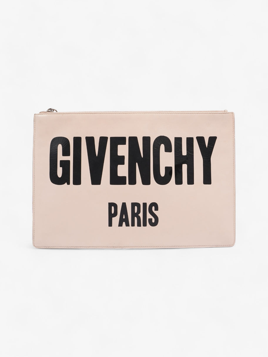 Givenchy Logo Zip Pouch Beige / Black Leather Image 1